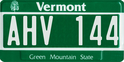 VT license plate AHV144