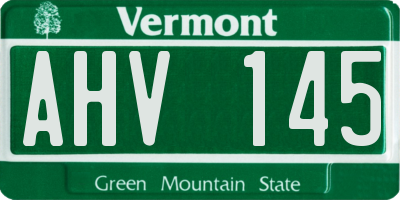 VT license plate AHV145