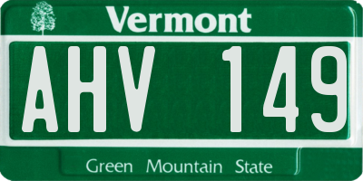 VT license plate AHV149