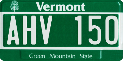VT license plate AHV150