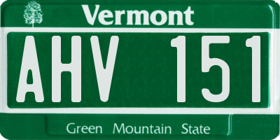 VT license plate AHV151