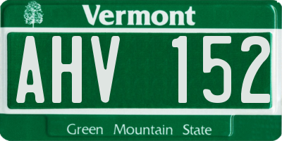 VT license plate AHV152