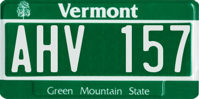 VT license plate AHV157