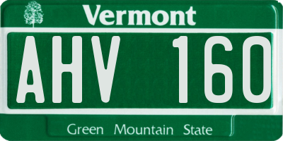VT license plate AHV160