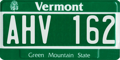 VT license plate AHV162