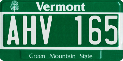 VT license plate AHV165