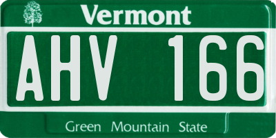 VT license plate AHV166