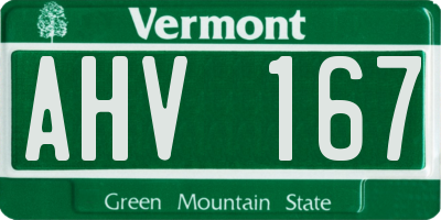VT license plate AHV167
