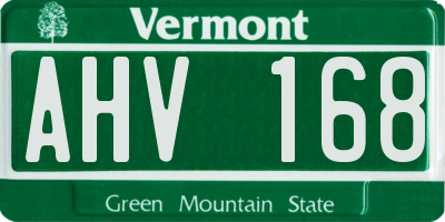VT license plate AHV168