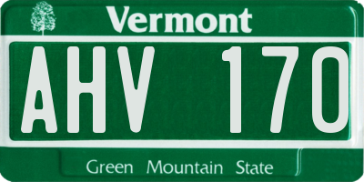 VT license plate AHV170