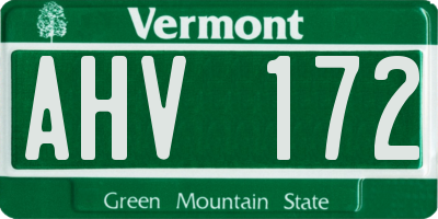 VT license plate AHV172