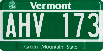 VT license plate AHV173