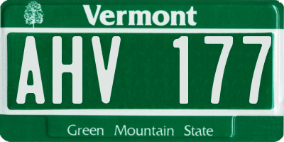 VT license plate AHV177