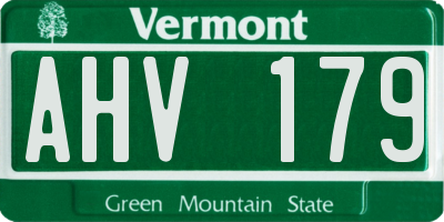 VT license plate AHV179