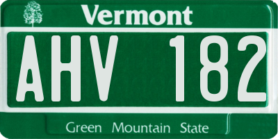 VT license plate AHV182