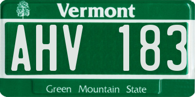 VT license plate AHV183