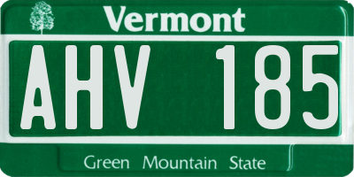 VT license plate AHV185