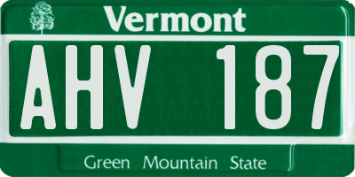 VT license plate AHV187