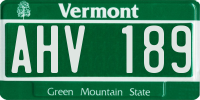 VT license plate AHV189