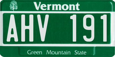 VT license plate AHV191