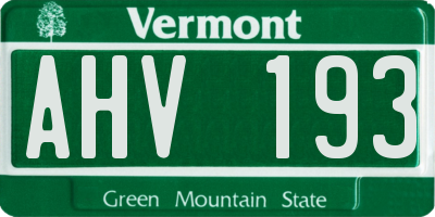 VT license plate AHV193