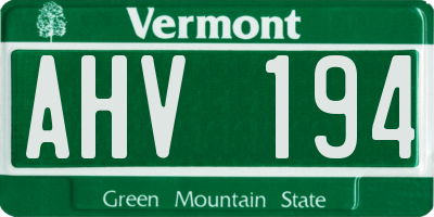 VT license plate AHV194