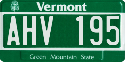 VT license plate AHV195