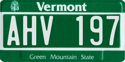 VT license plate AHV197