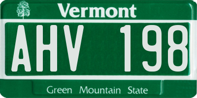 VT license plate AHV198