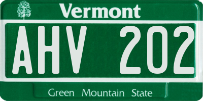 VT license plate AHV202