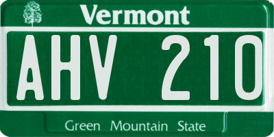 VT license plate AHV210