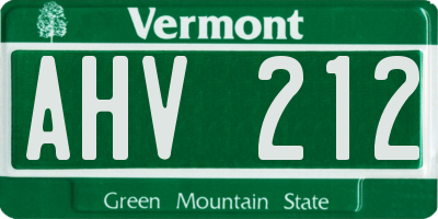 VT license plate AHV212
