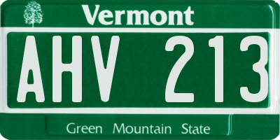 VT license plate AHV213