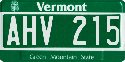 VT license plate AHV215