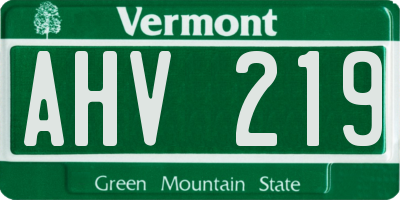 VT license plate AHV219