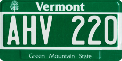 VT license plate AHV220