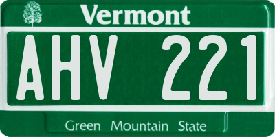 VT license plate AHV221