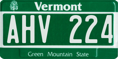 VT license plate AHV224