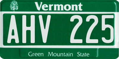 VT license plate AHV225
