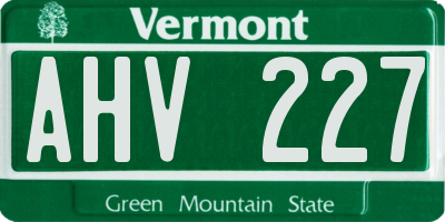 VT license plate AHV227