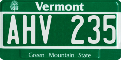VT license plate AHV235
