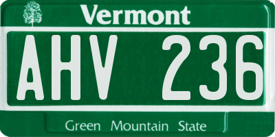 VT license plate AHV236