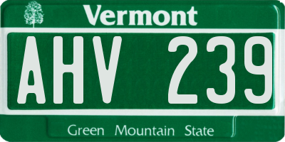 VT license plate AHV239