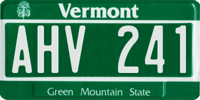 VT license plate AHV241