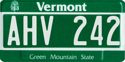 VT license plate AHV242