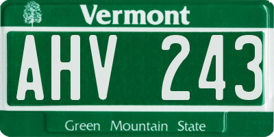 VT license plate AHV243