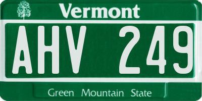 VT license plate AHV249