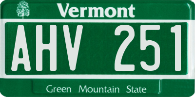VT license plate AHV251