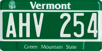 VT license plate AHV254
