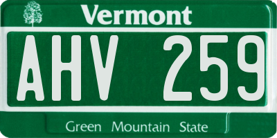 VT license plate AHV259